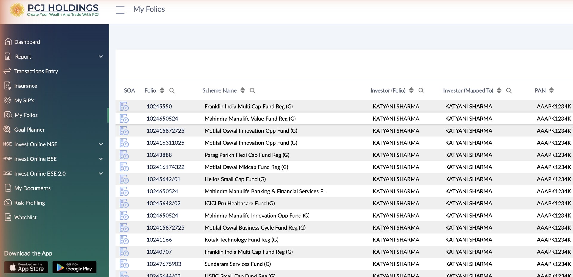 My Folios: auto-consolidated folios across AMCs
