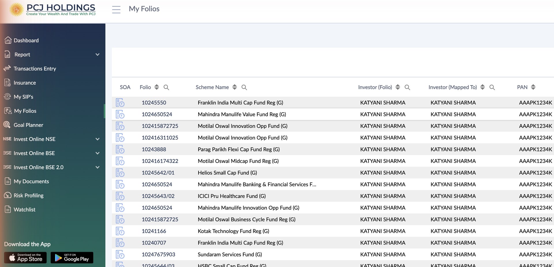 My Folios: auto-consolidated folios across AMCs